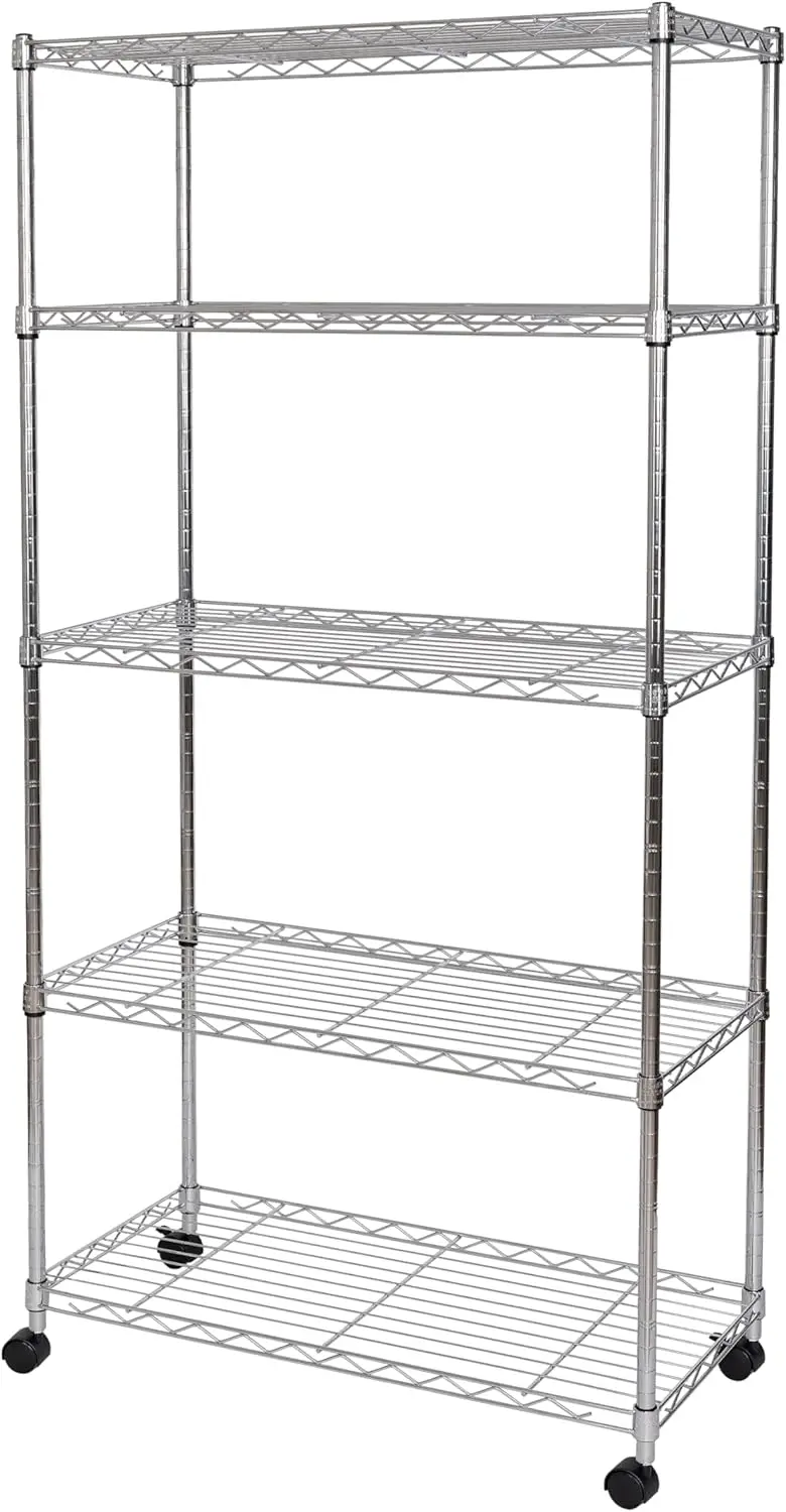 5-Tier Wire Shelving with Wheels, 5-Tier, 30