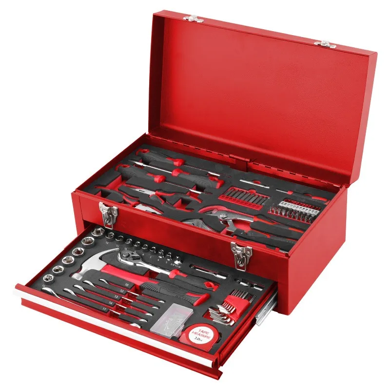 For household iron tool box set, multi-functional combination hardware tool portable iron box