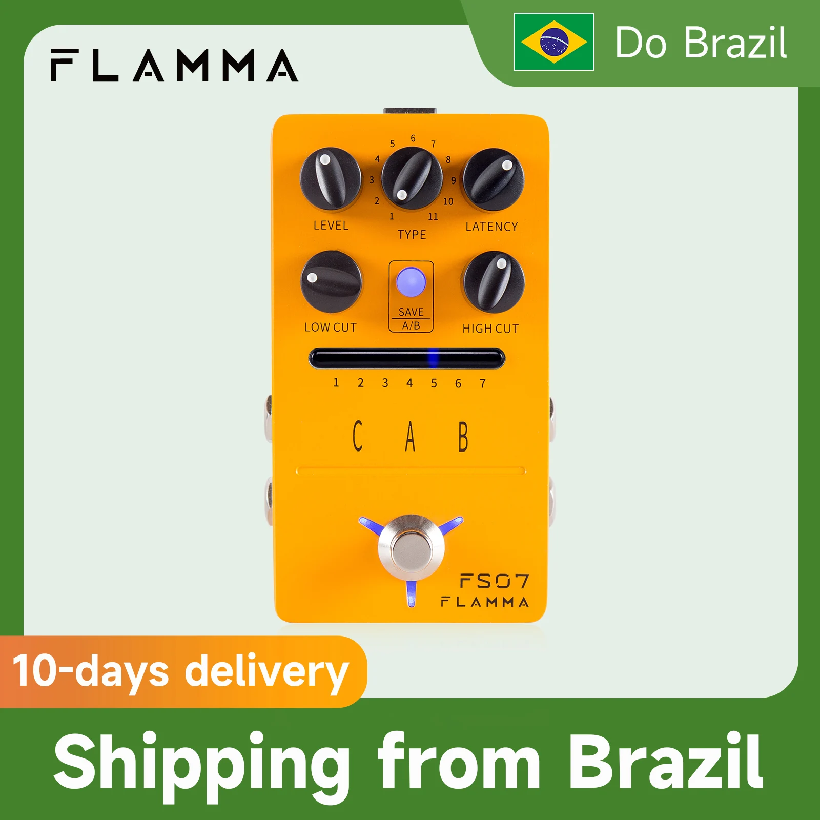 FLAMMA-IR Cabinet Simulação Pedal, Cab Simulação, Efeitos De Guitarra, Impact Response Loader, 7 Presets, 11 Fábrica