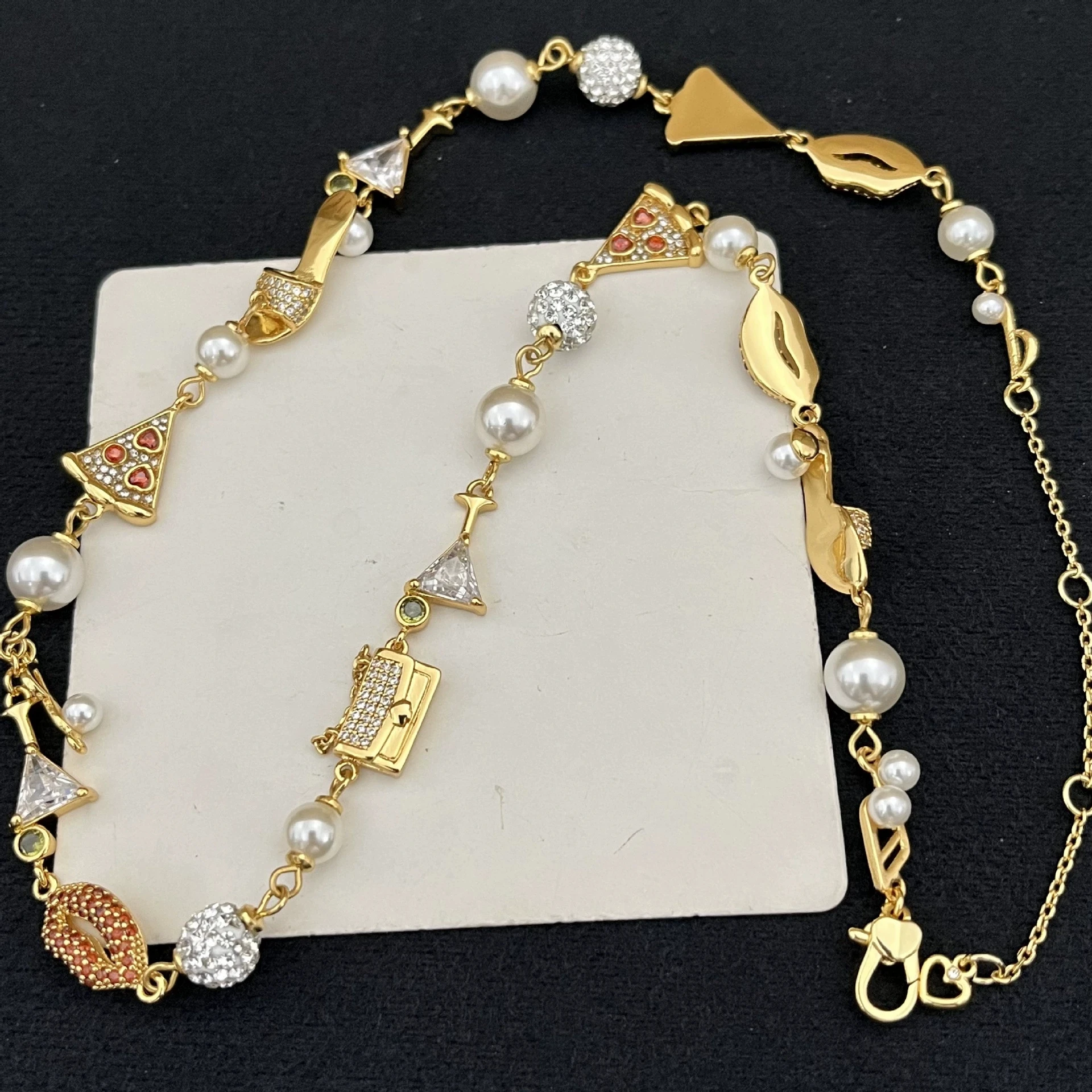 Роскошная милая красная сумка для губ, коктейльная чашка, ожерелье для пиццы для женщин, модные вечерние ювелирные аксессуары, подарок