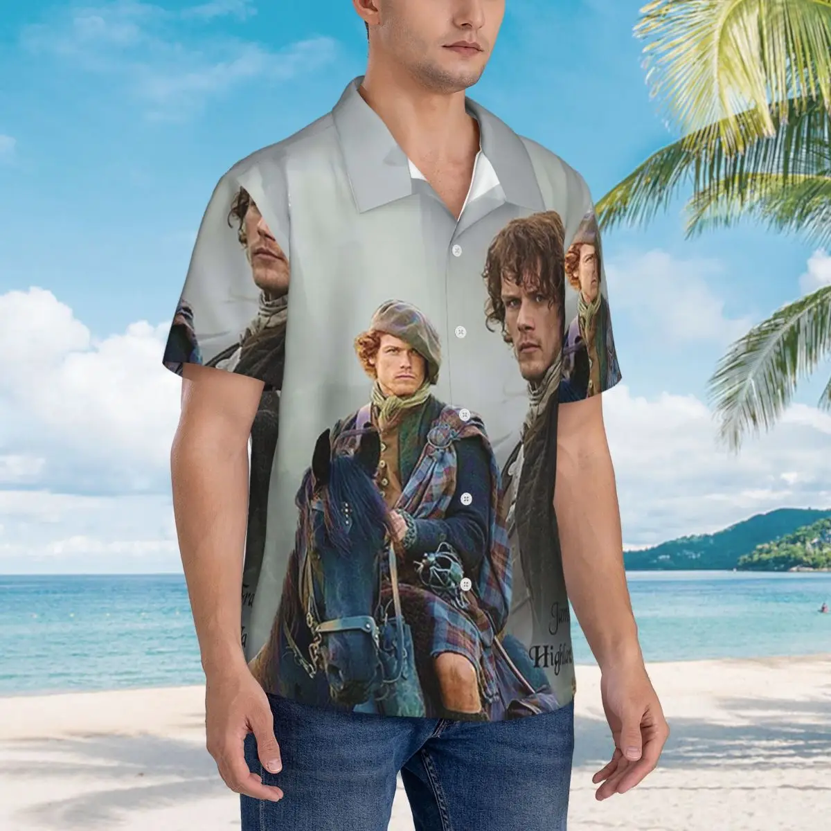 

Jamie Fraser-Highland WarriorOutlande Hawaiian Shirts Fashion Men Short Sleeve Shirt for Summer Beach Men's Button Tops