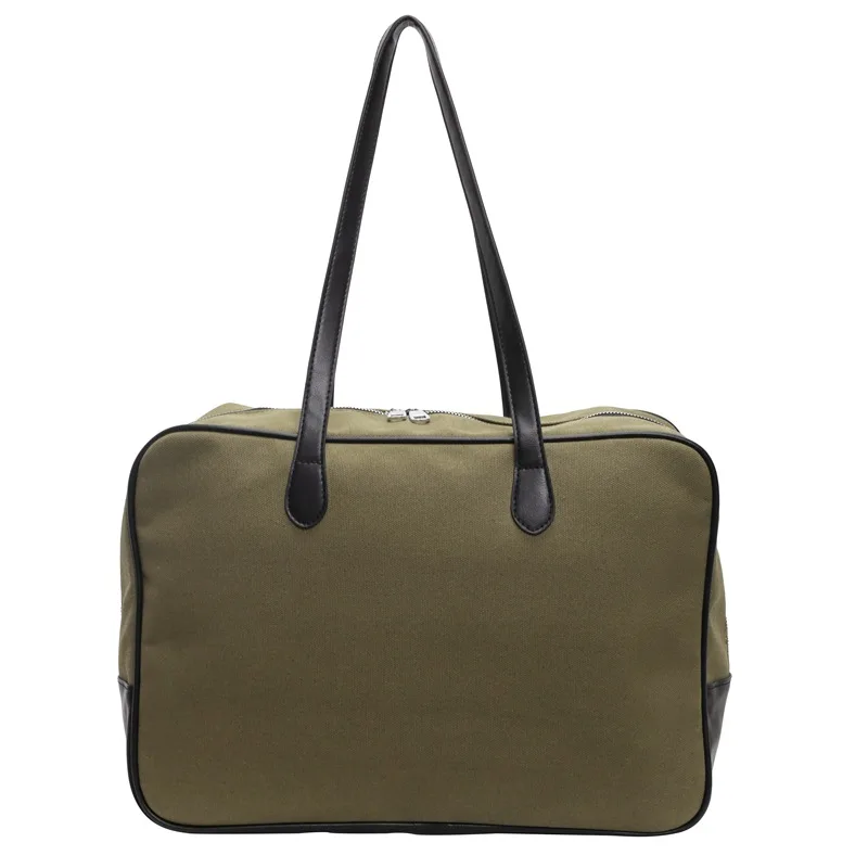 

Tote briefcase fashion canvas large capacity shoulder handbag unisex colorblock commuter style for work travel everyday