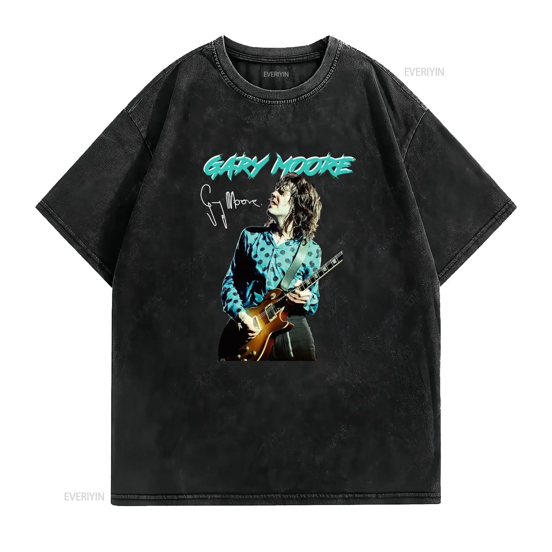 Camiseta Gary Moore Singer Singnature Algodón Talla S 3XL Bl1316 vintage Washed Top For Everyday Wear Stretched streetwear