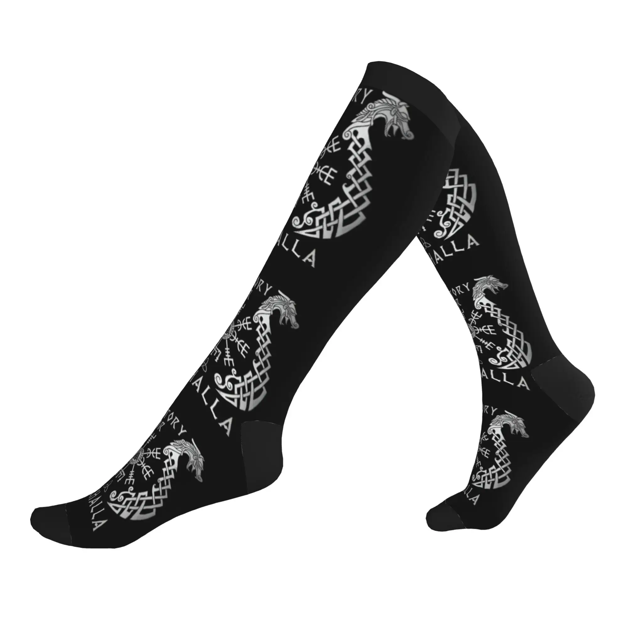 Calcetines de vestir Viking Victory or Valhalla para hombre y mujer, calcetines deportivos de compresión cálidos y modernos