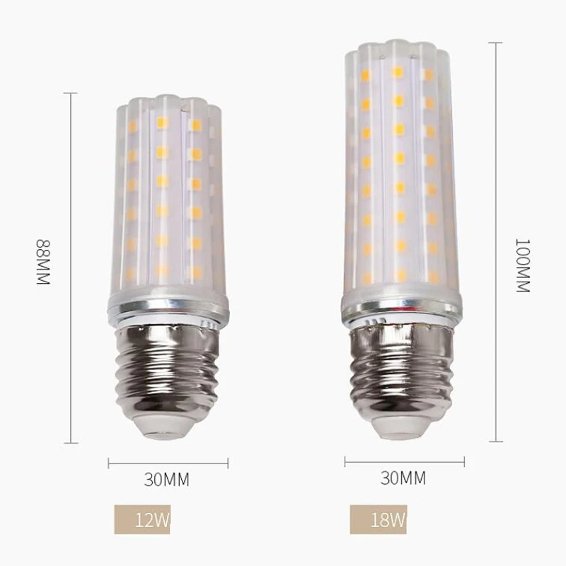 10pcs E27 E14 ED Corn Light 12w 18w LED Bulb Shadowless Bulb Household Pendant Lamp 3000k 4000k  6000k Three-color Changed  220v