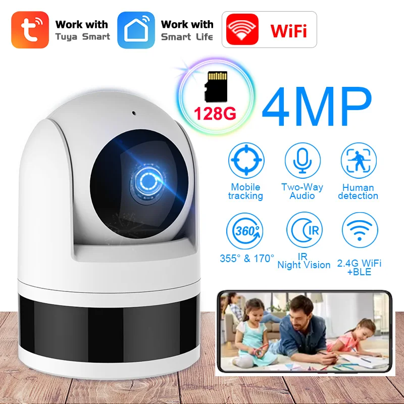 

Tuya WiFi Camera 4MP HD Indoor Home Security Baby Monitor Two Way Voice Intercom Real Time Auto Tracking Smart Life APP Control