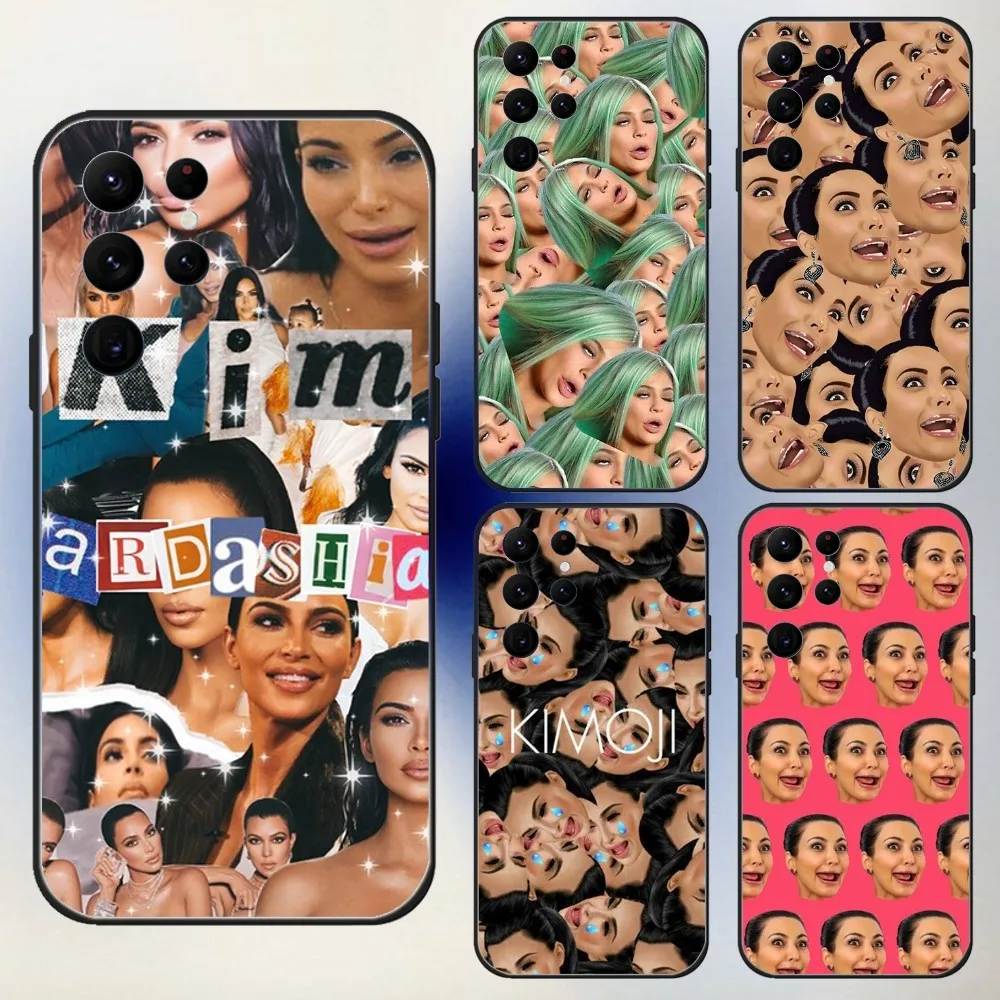 Funny Kim K-Kardashian Phone Case For Samsung S24,23,22,30,21,10,9,Ultra,Plus,Lite,FE,5G Black Soft Case