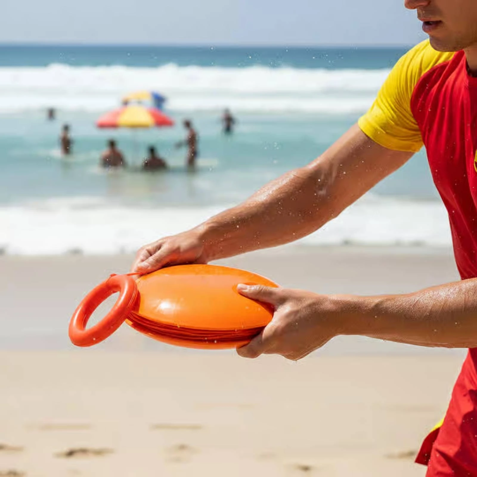 

Rescue Throwing Disc No Inflation Needed Throwing Disc Water Rescue Throw Loop Custom Logo Printing Lifesaving Flotation Device