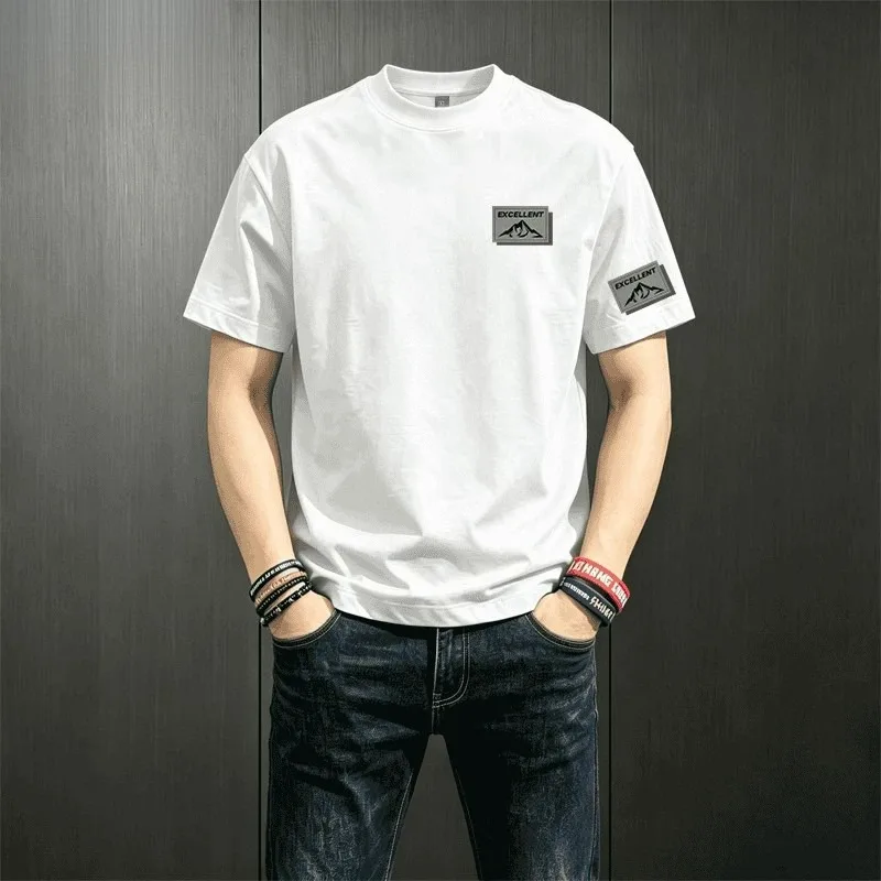 Pure Cotton American Heavy-duty Cotton Short-sleeved T-shirt for Men Summer Trendy Brand Retro Loose