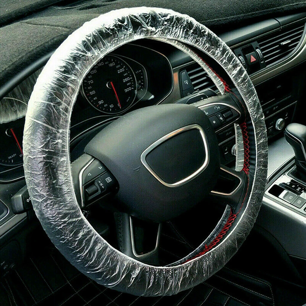 Universal Fit Plastic Steering Wheel Covers, Clear And Durable, Disposable Covers For Car Steering Wheels, 10 Pcs