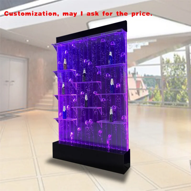 

custom.Fantastic LED Light up Acrylic Swirl Bubble Wall Wine Display Rack