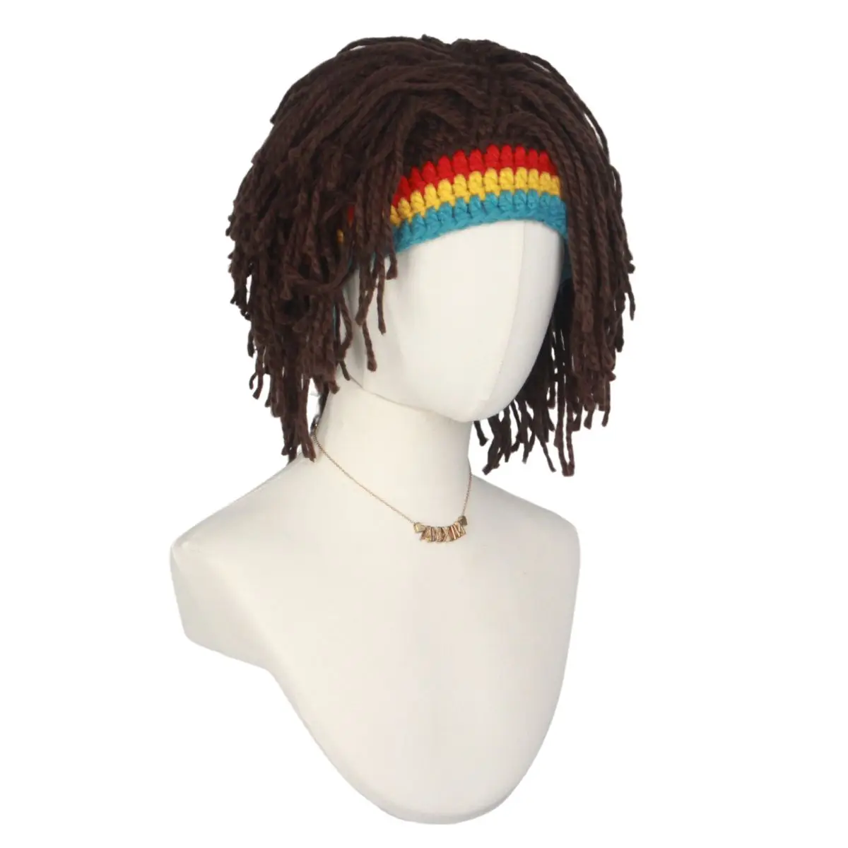 新しい面白い合成かつら帽子ウール帽子ヘアアクセサリードレッドヘアヒップホップ人格エクステンション女性のためのコスプレパーティーギフト