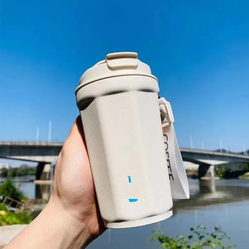 450 مللي ترمس بطانة سيراميك فنجان قهوة جدار مزدوج مكنسة من الفولاذ المقاوم للصدأ معزول الترمس للقهوة الحرارية القدح بهلوان هدية #2