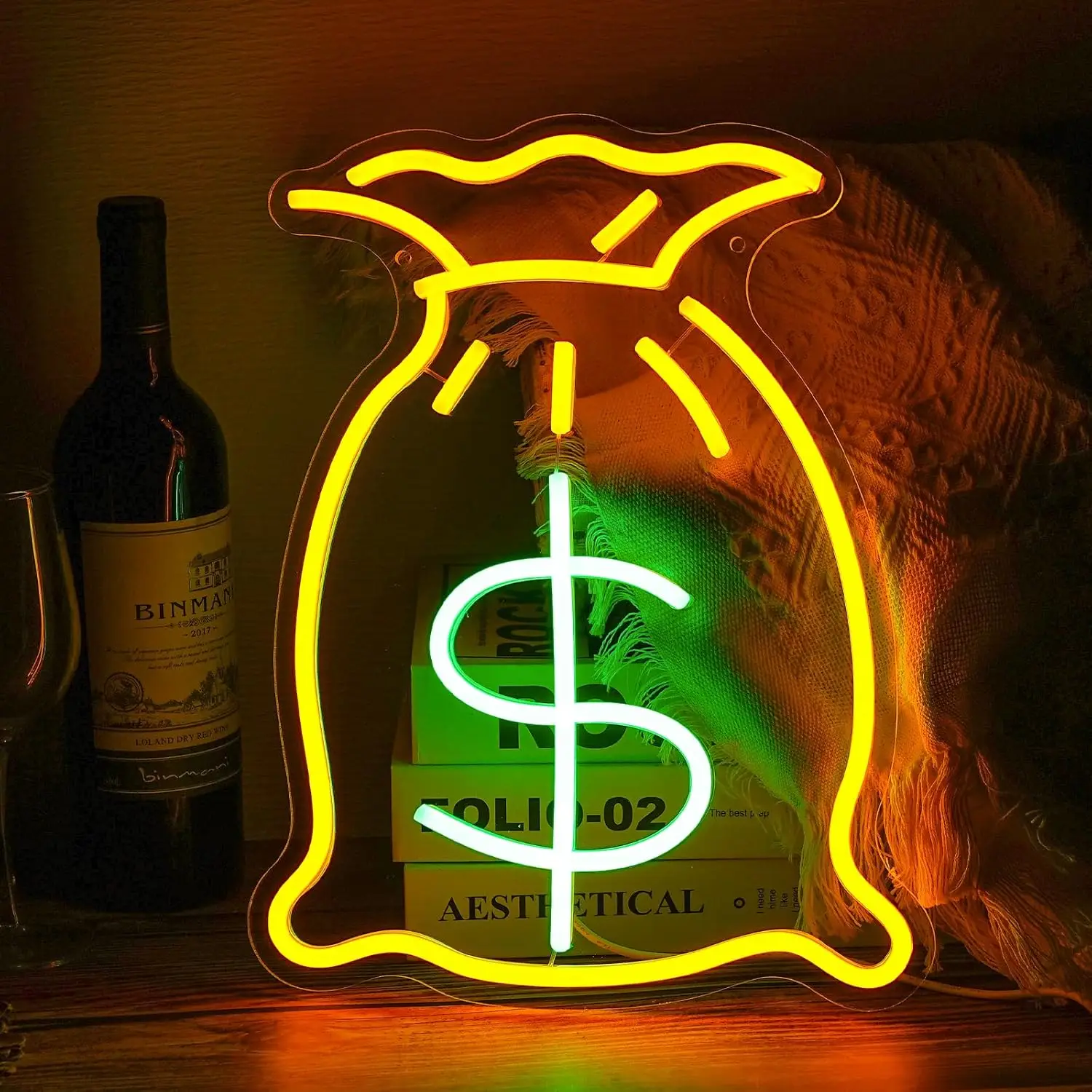 

Bag Of Money Neon Sign For Wall Decor Usb Powered Living Game Room Decor For Bedroom Office Restaurant Bar Hotel Shop Party