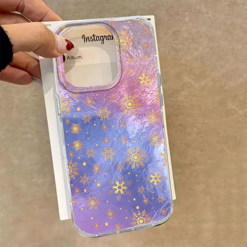 عيد الميلاد الذهبي الثلج نمط النساء الفتيات ل Xiaomi 13T 14T برو 11 لايت NE Poco X5 X6 X7 M6 C65 C61 M5S جراب هاتف غطاء #6