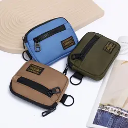 Portable Canvas Coin Purse Card Holder Korean Style Zipper Short Wallet Zipper Pouch Oxford Cloth Mini Earbuds Storage Bag