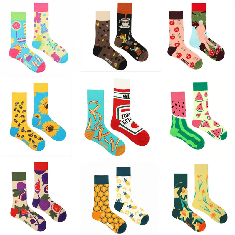 1 par de calcetines originales AB Tide para hombre y mujer, calcetines coloridos con flores, frutas, calcetines de algodón de caramelo, regalos diarios para reunirse a un amigo