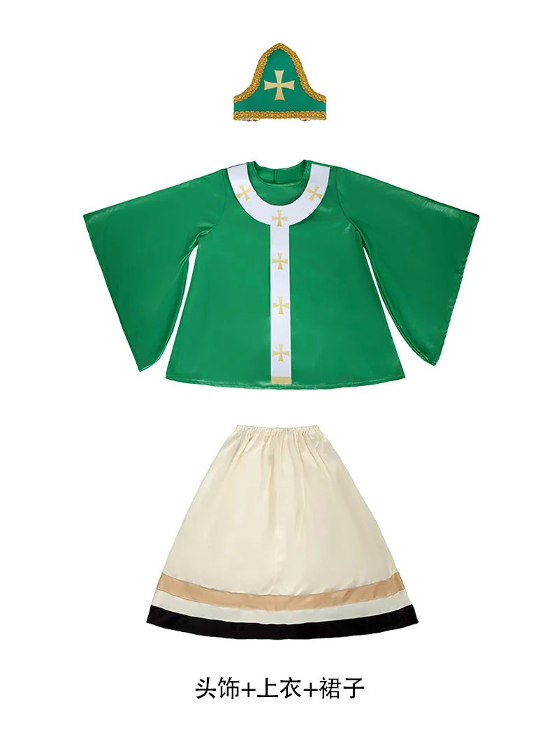 

St. Patrick's Day Cosplay Hot Selling Children's Performance Costumes Irish Ethnic Costumes Chocolate Cake