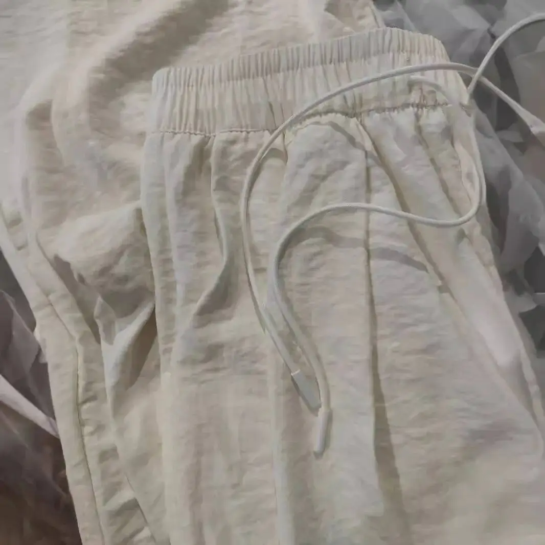 2025 Summer Pants For Women High Waist Elastic Casual Streetwear Solid Trousers  Female Clothes Loose Straight Pants