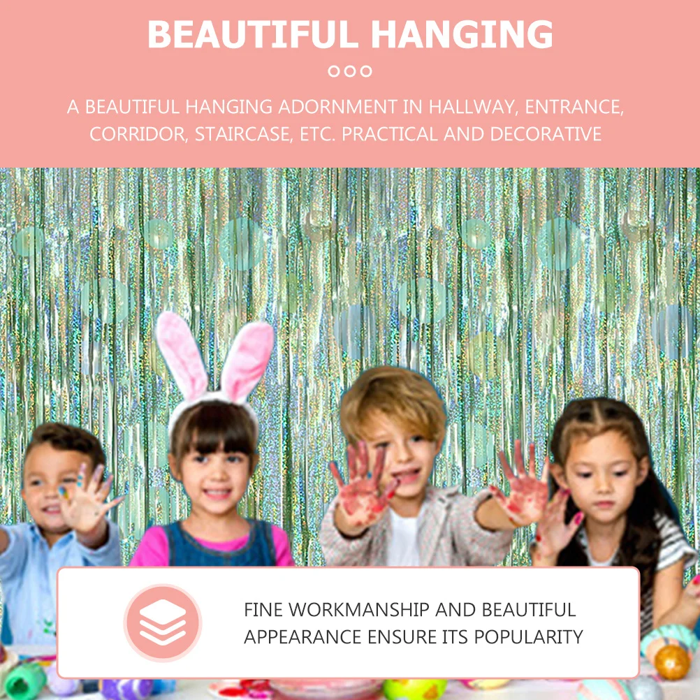 

2Pcs Easter Background Curtain Creative Hanging Decor Home Festival Party Pendant Decorative Easter Ornament Fringe Backdrop