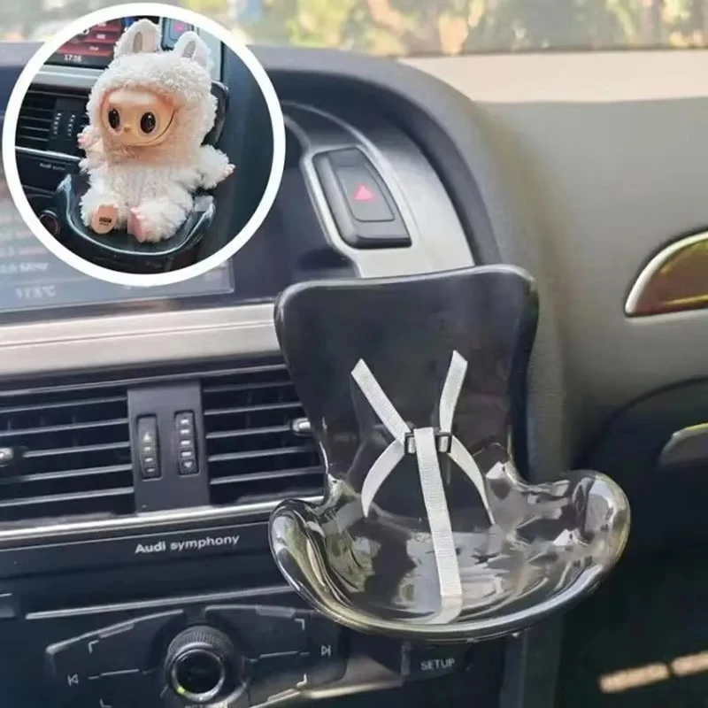 Kawaii Labubu Idol Doll Car Ornament Mini Plush Safety Seat Decor with Air Vent Clip Aromatherapy Cute Vehicle Accessories Gifts