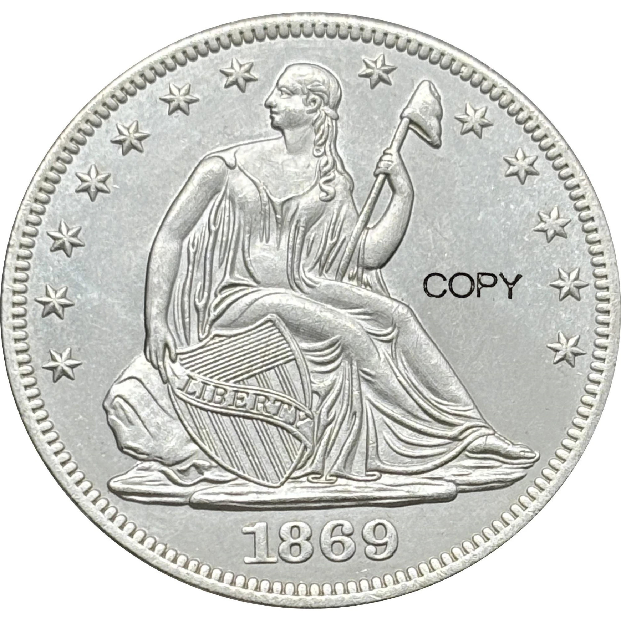 US 1869 Seated 1/2 Half Dollar With Motto USA America Copy Commemorative Coin United States Ww2 Liberty Moneda Collectible Coins