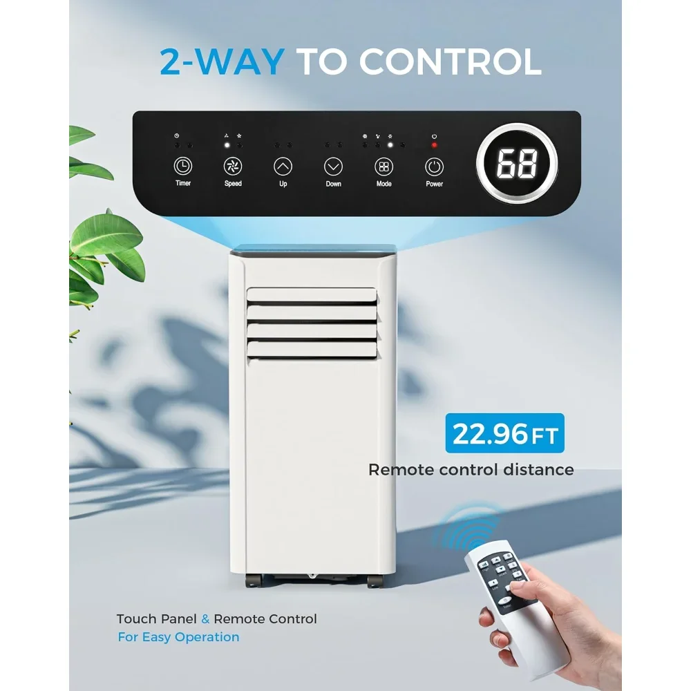 10000 BTU Portable Air Conditioner - Cools 450 Sq.Ft Quickly, 3-in-1 AC Unit with Remote, 24H Timer,Quiet Operation & Window Kit