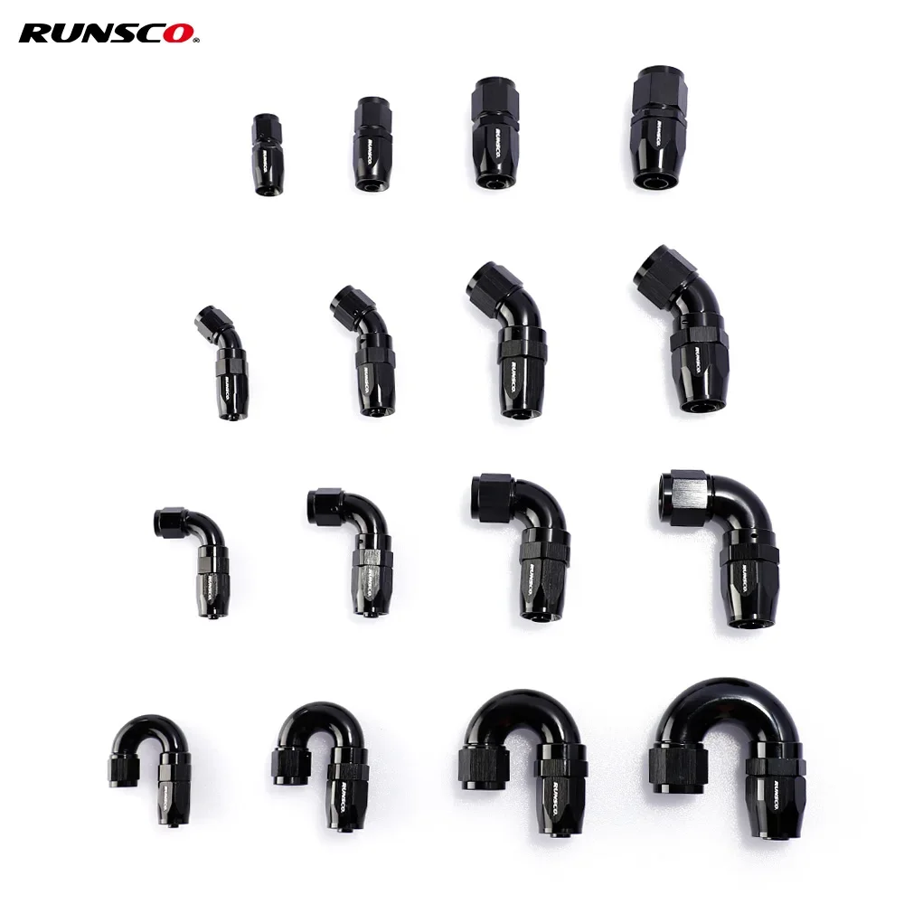 

AN4/AN6/AN8/AN10/AN12 Hose End Fitting Full Flow Swivel Adapter Aluminum Black