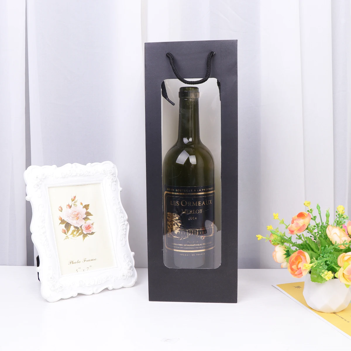 

12pcs Red Wine Bag Kraft Paper Wine Carrier Bags Handle Wedding Party Favors Gift Bottle Storage Kitchen Bar Accessories
