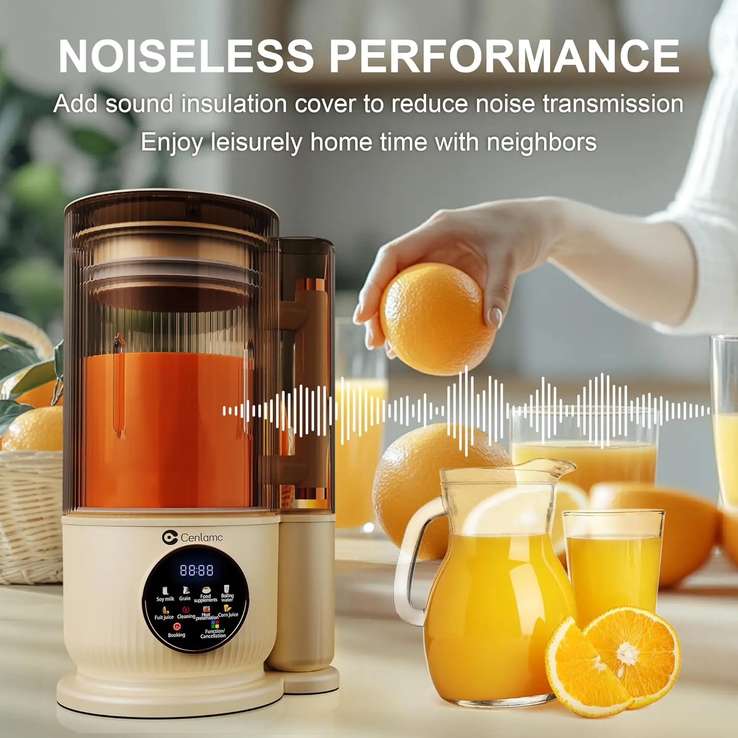 صانع حليب الجوز، 50 أونصة لوز محلي الصنع أوتوماتيكيًا، صليب، شوفان، حليب نباتي، عصارة، مع غطاء عازل للصوت/24 ساعة مؤقت/12 شفرات/مياه غليان