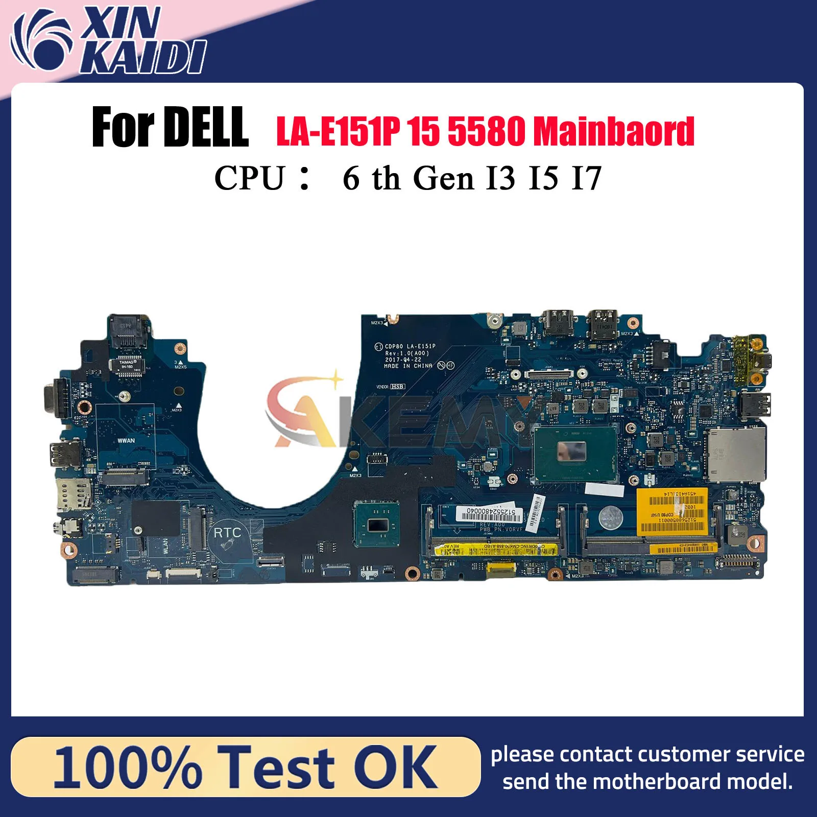 

Материнская плата для Dell Latitude 5580 CDP80 LA-E151P с процессором i5 i7 6/7 поколения 00C144 08T984 0F3F59 0GDGX9, 100% полностью протестировано