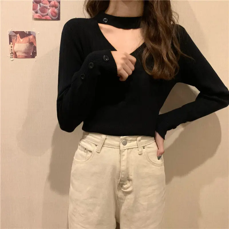 Truien Vrouwen Trui Casual Slim Elegant Halter Alle-Match Eenvoudige Mujer Ropa Nieuwe Lente Jumpers Soft Stretchy Harajuku Preppy