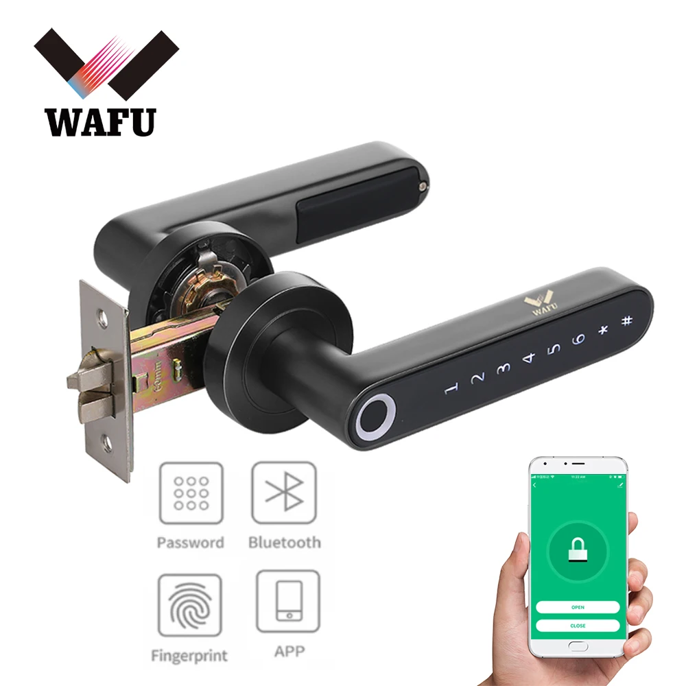 WAFU 016 Smart Lock Fingerprint Handle Tuya Door Lock Bluetooth Password Smart Life APP Unlock Keyless