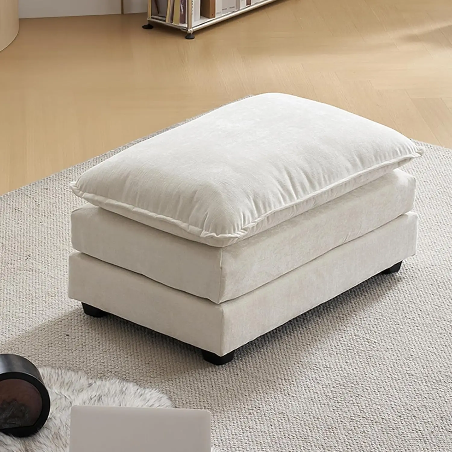 

36.6" Big Cloud Comfy Ottoman Chenille Cream White