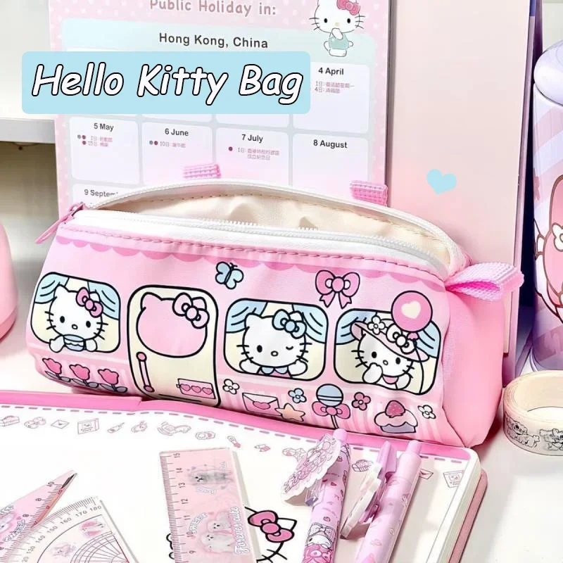 

Hello Kitty Cartoon Pencil Case Kawaii Pochacco Sanrio Kt Cat Printed Stationery Storage Bag Cosmetic Bag Kids Student Gift