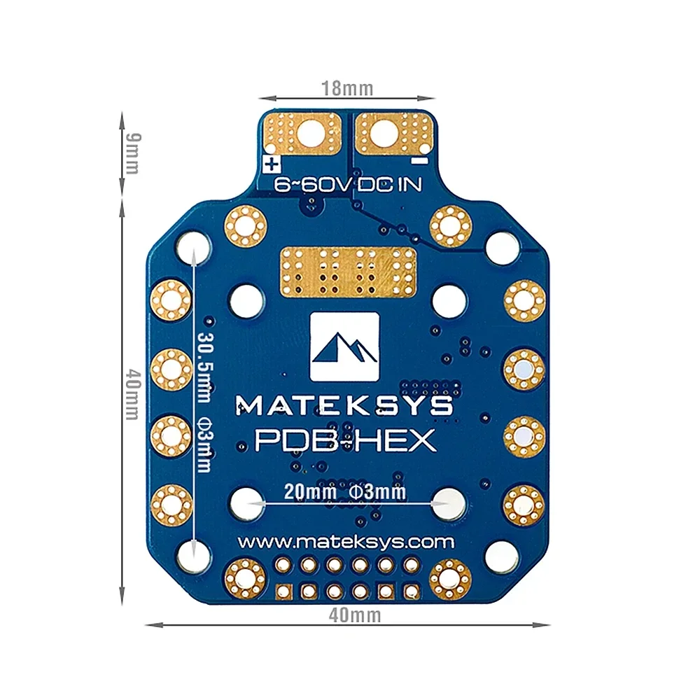 MATEKSYS PDB-HEX 12S 5A 5V/9V/12V BEC tablica rozdzielcza zasilania PDB 30.5X30.5mm 20X20mm dla RC FPV Multirotor X-CLASS Drone