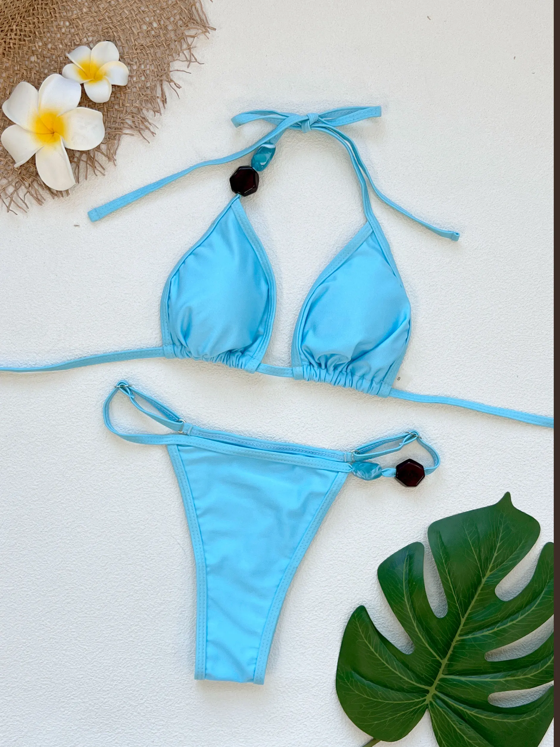 

Новый сексуальный женский купальник 2026 года: летний комплект, однотонный, треугольный, с завязками, с низкой посадкой, без спинки, бикини для зрелых женщин