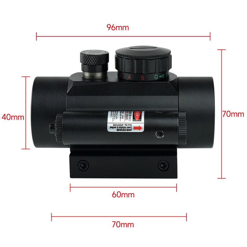 1x40 Cross Sight with Laser Aiming Compact Riflescope Hunting Optics Red/green Dot Illuminated Tactica Scope 11/20mm Rail Mount