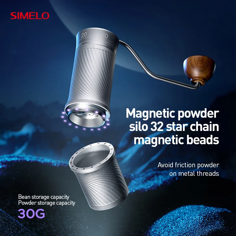 SIMELO Professional Hand Coffee Grinder - 7 Star Burr, Portable Manual Coffee Mill with External Adjustment