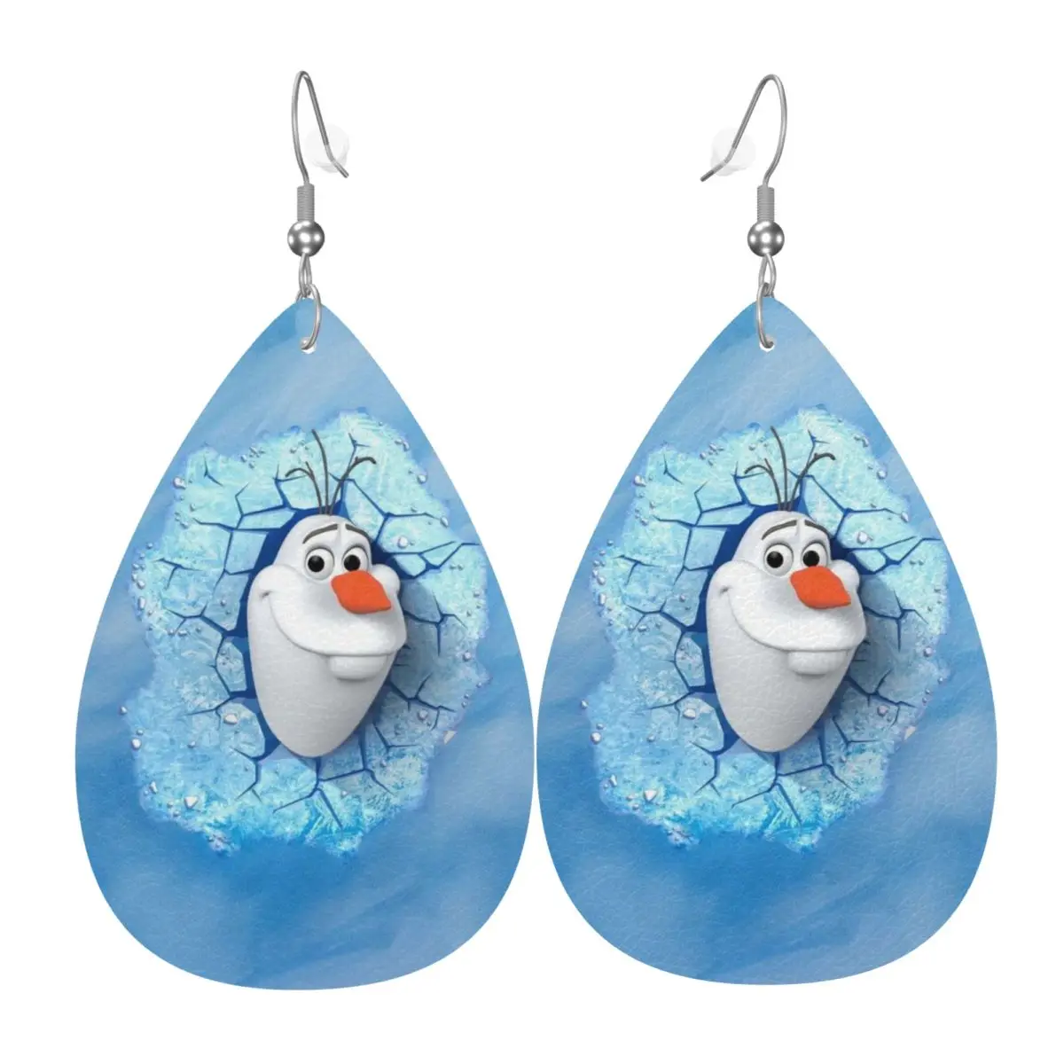 

Серьги-подвески из кожи с изображением Олафа для женщин, забавные серьги-капли в стиле «Холодное сердце», ювелирные аксессуары