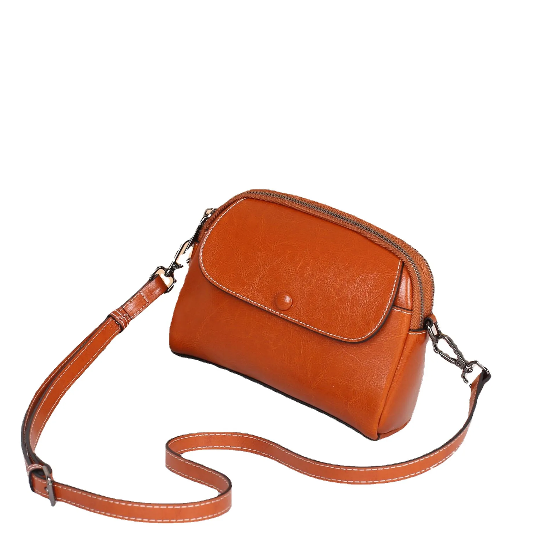 

Cowhide Women's Bag Single Shoulder Crossbody Women's Bag Practical Multi Compartment Wallet