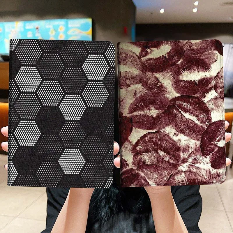 

Carbon Fiber Art Lip Pattern Gift For iPad Pro Air Mini 2 3 4 5 6 7 6th 7th 10th 11th 10.2 9.7 10.5 11 Foldable Tablet Case