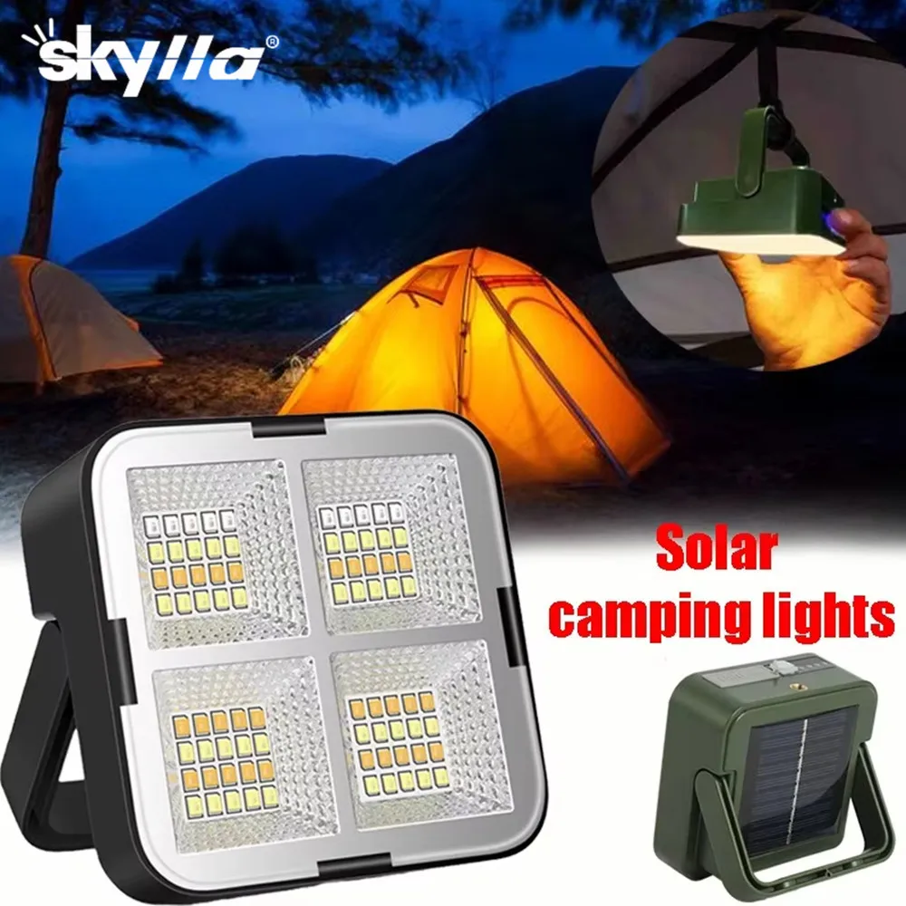 

High Power Solar LED Camping Light Portable Waterproof Charging Emergency Light Magnetic Hook Camping Fishing Lighting
