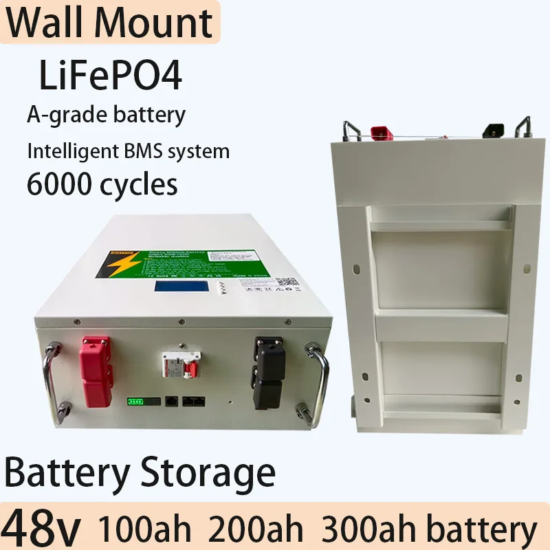 

6000+Cycles Wall Mounted 48V 50Ah 100Ah 150Ah 200Ah Lifepo4 Battery for 5KW 10KW 15KW Energy Storage PV Household Base Station