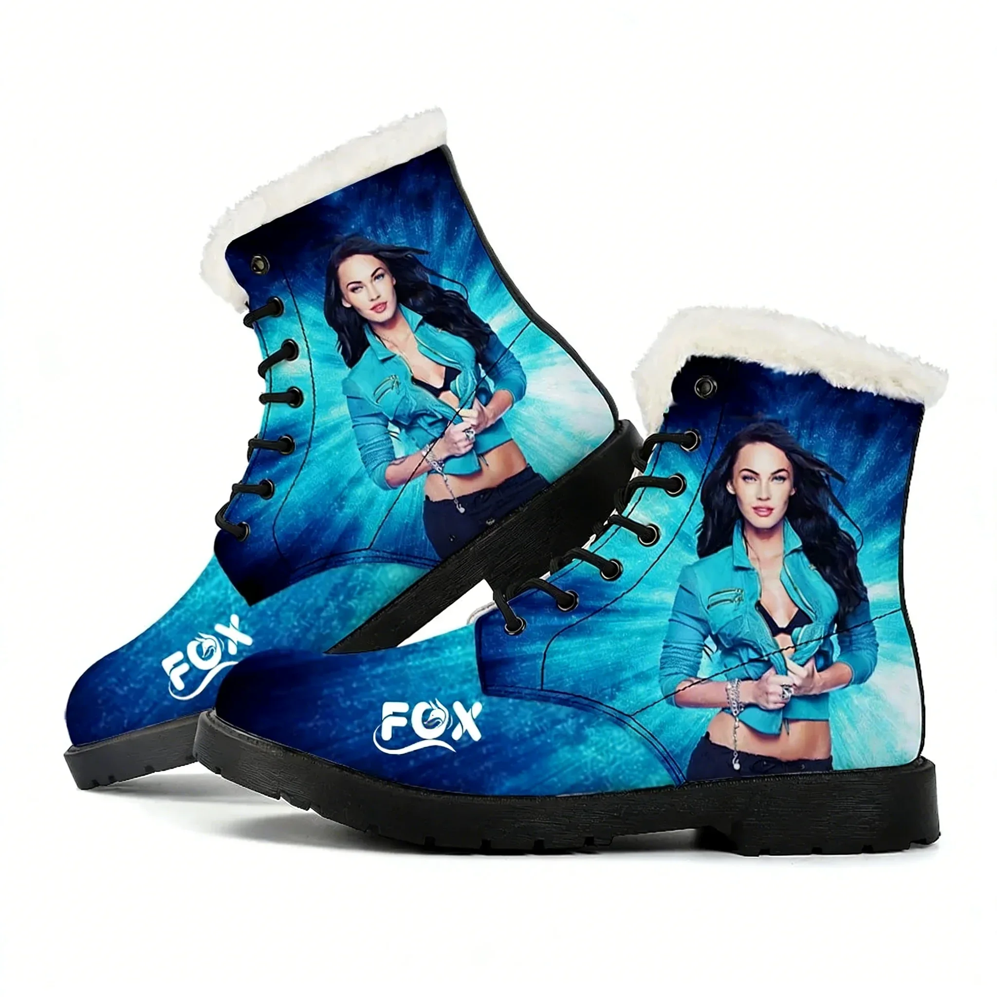 

Megan Fox Actor Singer Plush Boots Mens Womens Teenager Shoes Outdoor Casual Boot Light Couple High quality Customize Boots