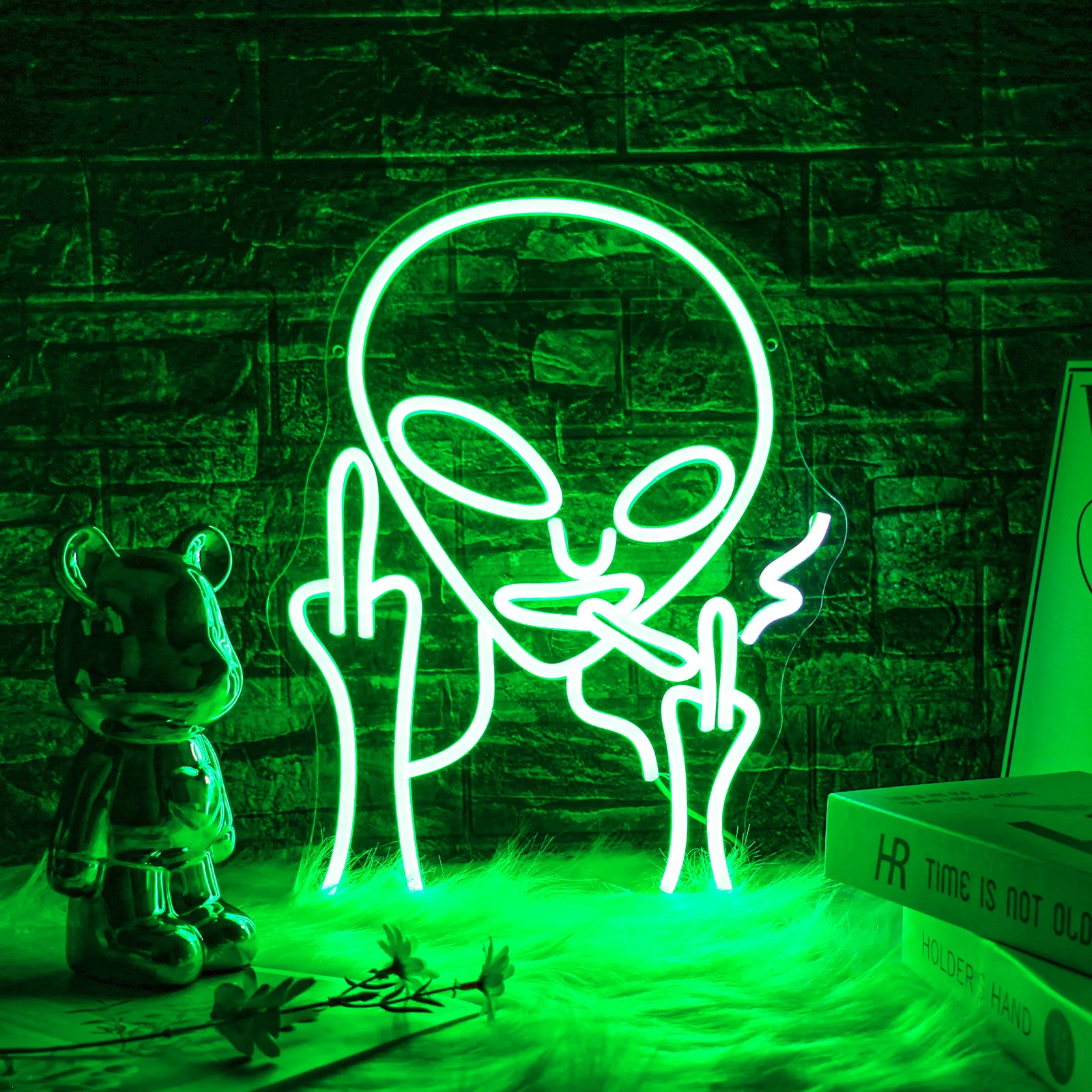 UponRay-Alien LED Neon Light Signs, Decoração Da Parede Para O Homem Caverna Sala De Jogos, Decoração Alimentada Por USB