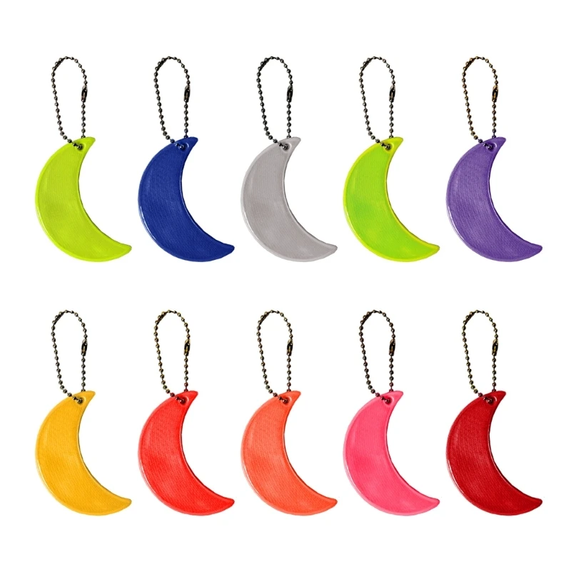 Safe Reflective Keychain Backpack Pendant Reflectors Moon-Shaped For Things Adults Children Night Cycling Bag Accessory