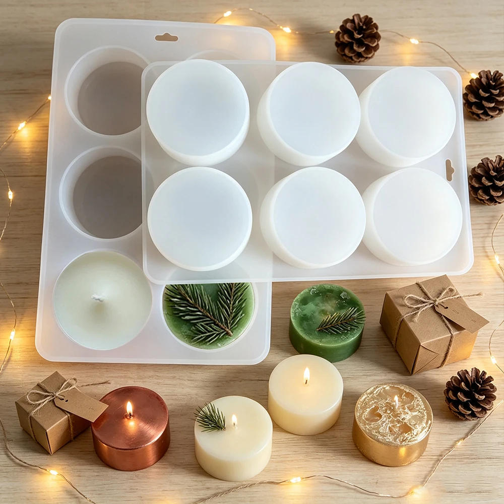 6個の丸い型を持つシリコン製石鹸型、DIYバスソープ、レジン - Candle Making Bath のレビューと価格