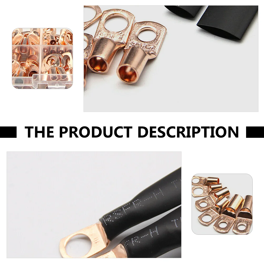 140 Pcs Connector Copper Nose Heat Shrink Tube Cars Wire Connectors Automotive Polyolefin Cable Lugs Crimp Ring