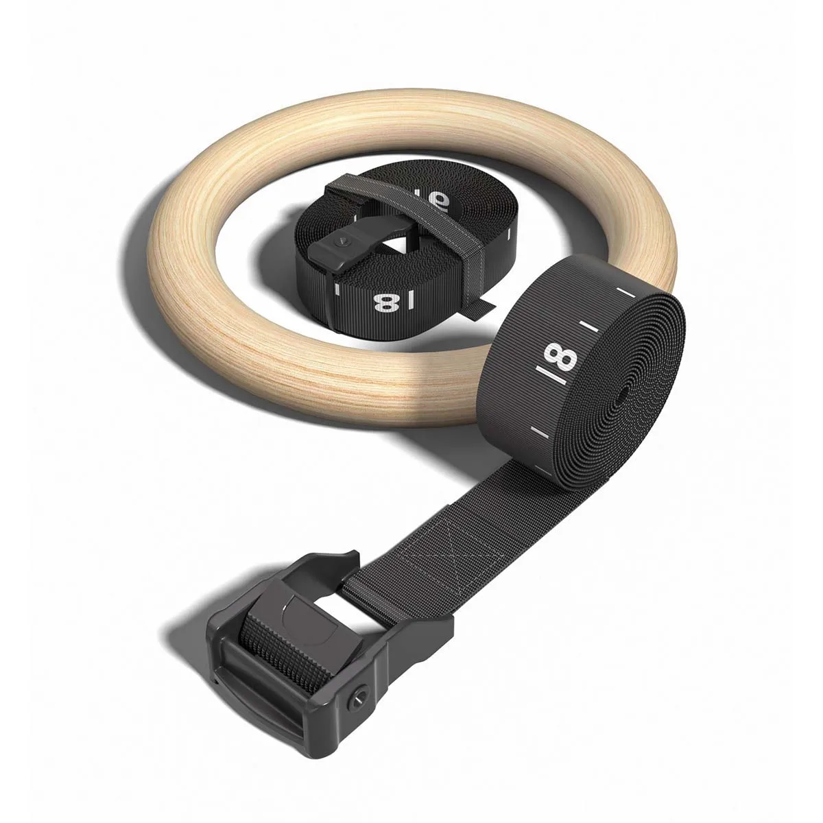 Adjustable Wood Gymnastics Rings 28mm 32mm Double-Layer Numbered Straps Locked Carabiners Body Exercise Full Body Workout Rings